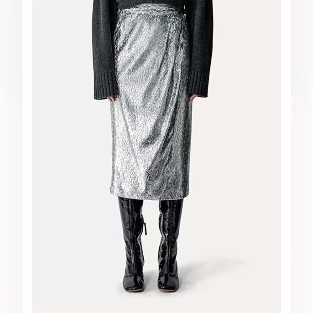 NWT Forte Forte Encanto Lurex Velvet Skirt Silver Estrella | Size 0